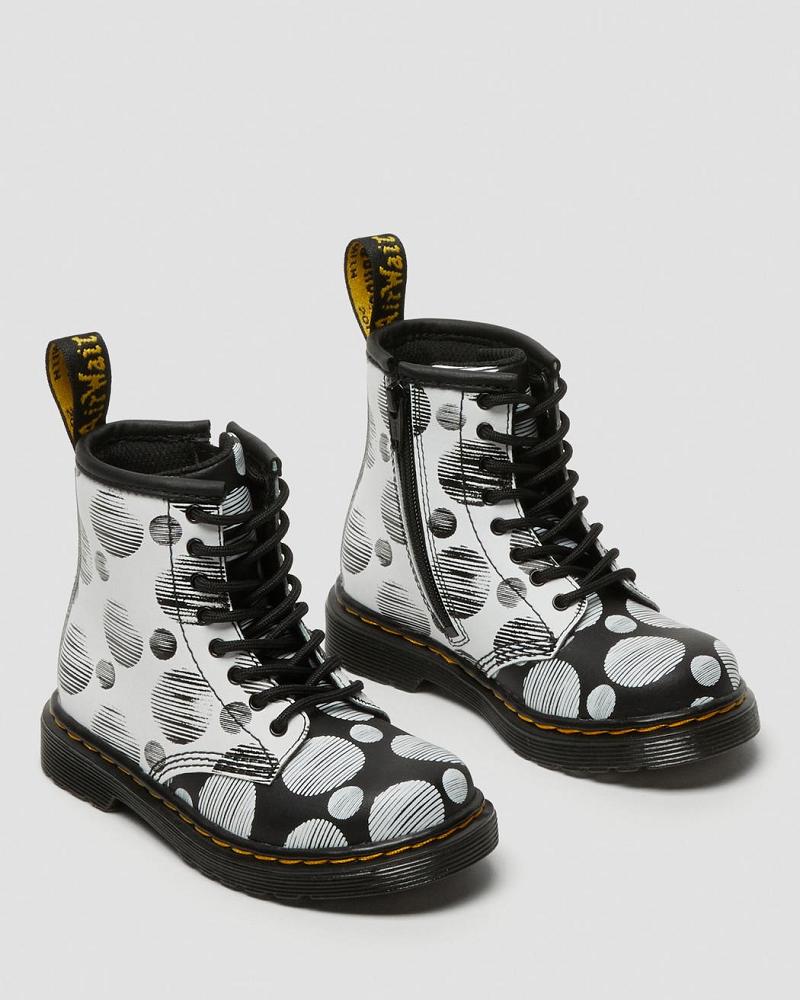 Dr Martens Toddler 1460 Polka Dot Læder Snørestøvler Børn Sort | DK 703SGL